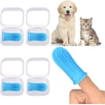 thumbnail image 1 of Azul, juego de 4 piezas - Cepillo de dientes para perros, cepillo de dientes para mascotas, cepillo de dientes de silicona de 360° para perros y gatos, con forma de dedo para limpiar lenguas y dientes, 1 of 5