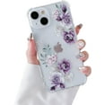 thumbnail image 1 of YWC-étui Doux Compatible avec iPhone 14, Motif Floral Clair Design Imprimé Flexible TPU Antichoc pour Femmes Filles, Étui de Protection Fleur, Pivoine Violette, 1 of 4