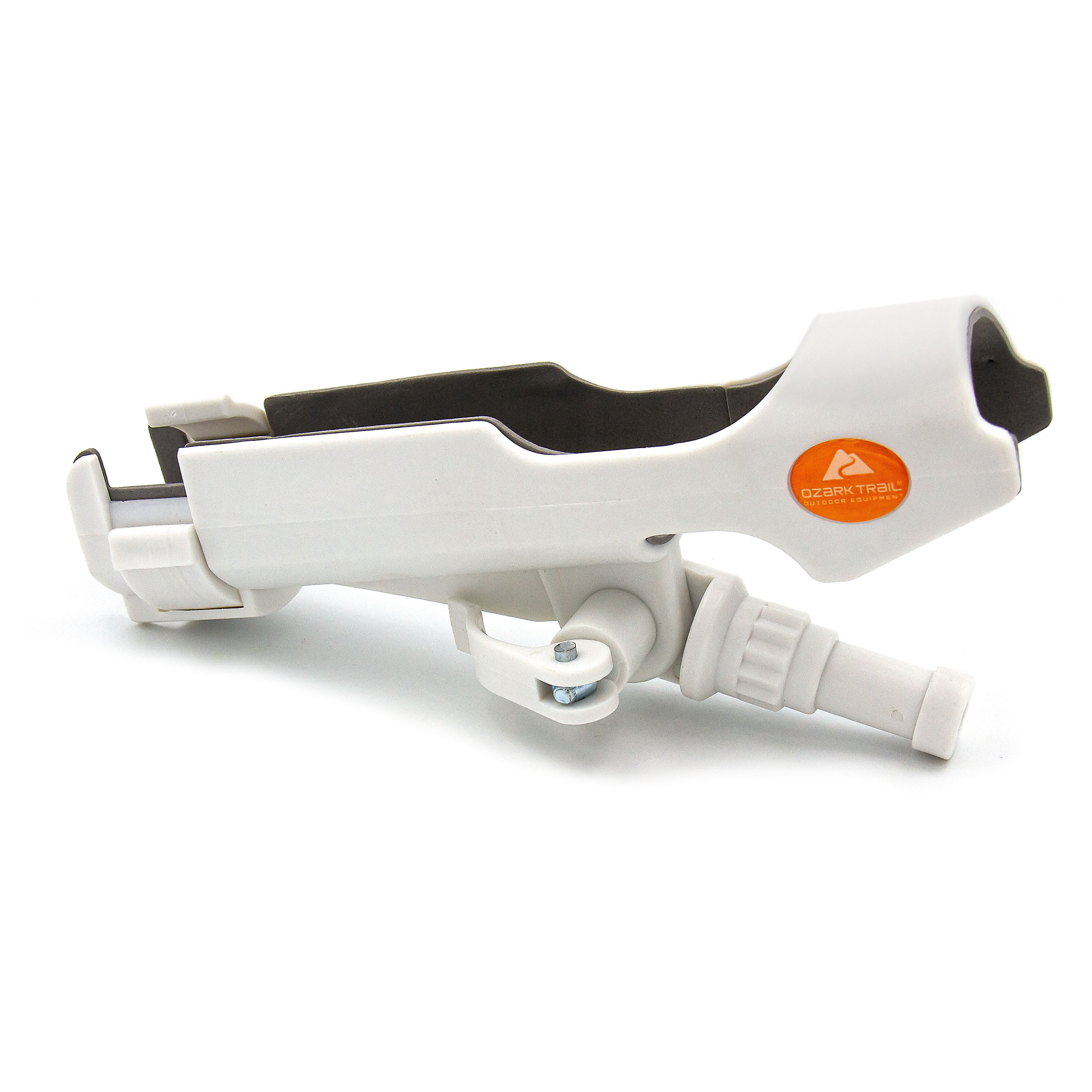 Ozark Trail Universal Adjustable 360° Swivel Fishing Rod Holder, Plastic, White, Boat and Dock Use