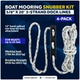 thumbnail image 2 of Five Oceans Boat Mooring Snubber Kit, 4-Pack 5/8" x 20' 3-Strand Ropes with 12" Eye Loop & EPDM Rubber Snubbers, Heavy-Duty Docking Kit for Boats Up to 65 FT - FO4435-4488-KIT, 2 of 8