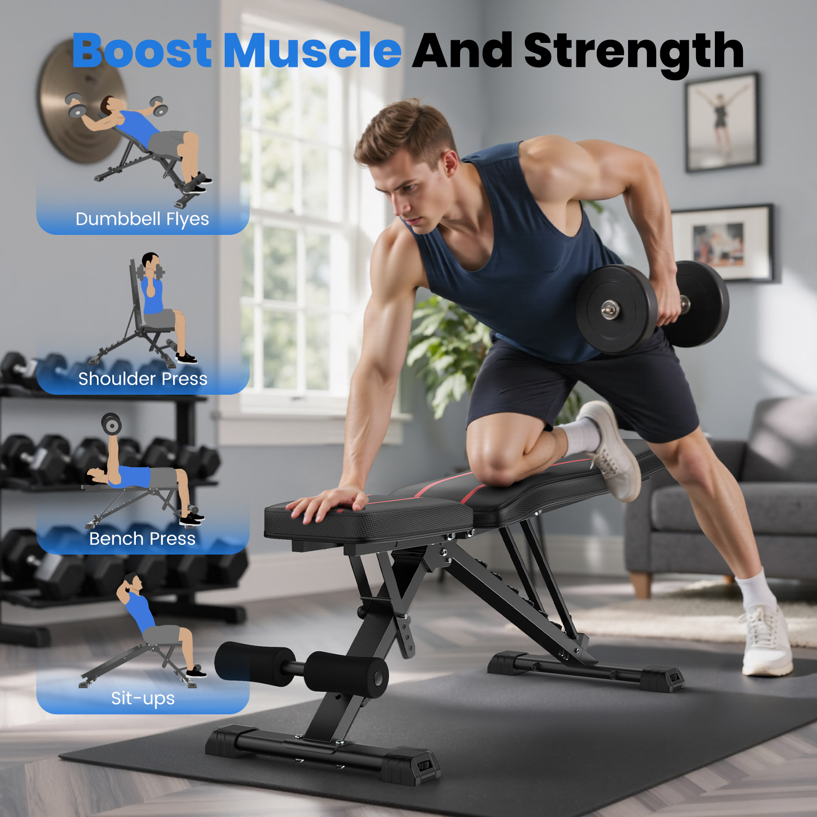 FLYBIRD Adjustable Foldable Weight Bench 660 lb Capacity photo 3