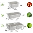 thumbnail image 4 of Puricon (2 Pack) Fresh Food Containers for Fridge, Fruit Storage Vegetable Keeper Produce Saver with Colander & Lid, Stackable Refrigerator Organizers for Salad Berry Lettuce, BPA Free -Large, 4 of 7