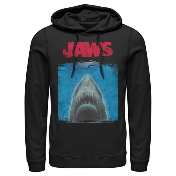 Men's Jaws Shark Movie Poster Pull Over Hoodie Black Large