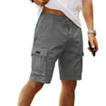 thumbnail image 5 of Men's Drawstring Waist Casual Cargo Shorts, Loose-Fit Solid Color Work Shorts with 6 Pockets (Breathable Poly-Cotton Blend) ,Dark Gray L, 5 of 5