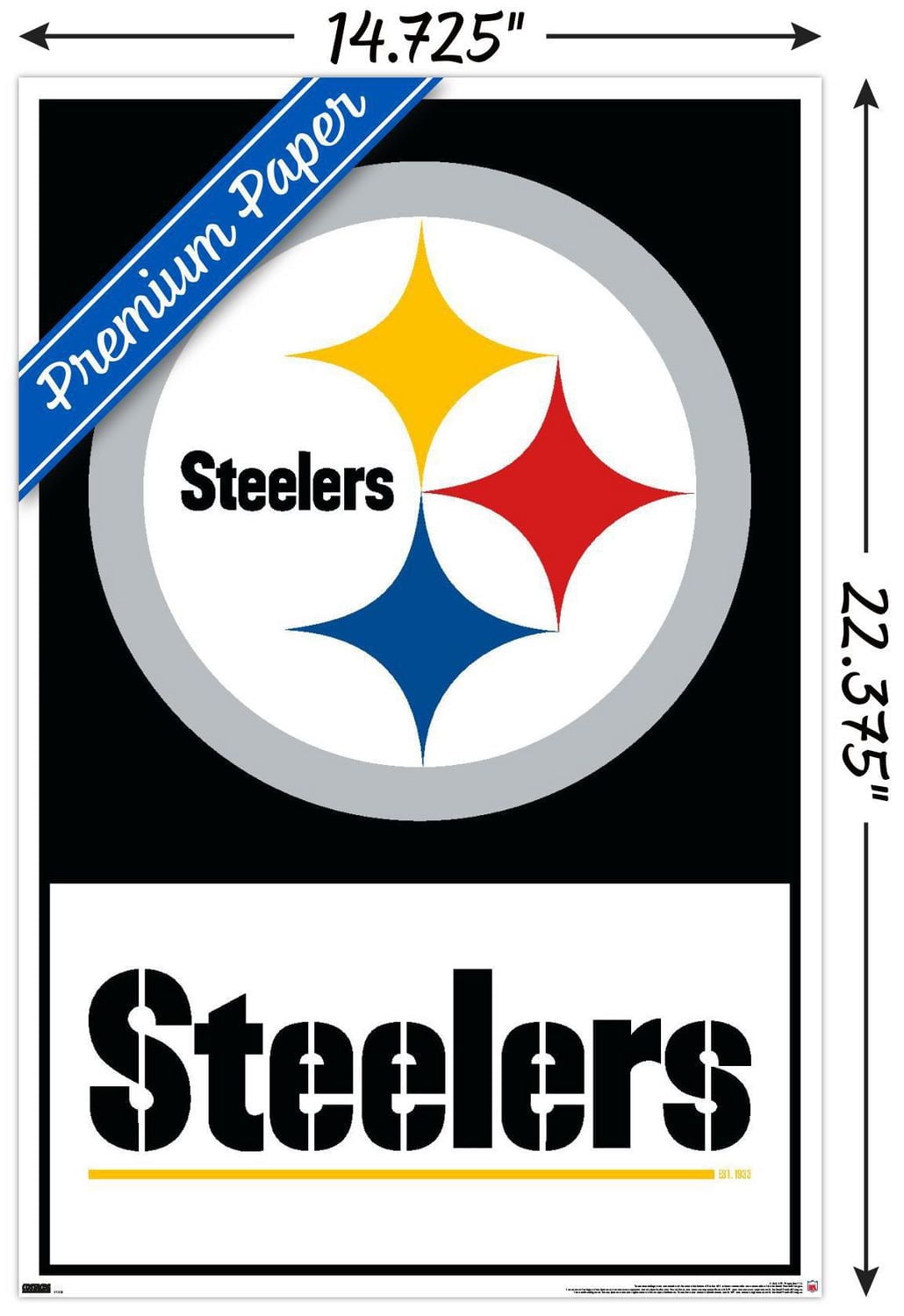 NFL Pittsburgh Steelers - Logo 21 Wall Poster, 22.375" x 34" Framed