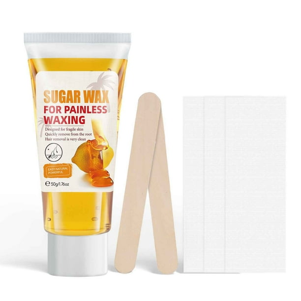 Crema depilatoria con cera de miel (50 g, palitos de madera y 3 hojas de papel depilatorio)
