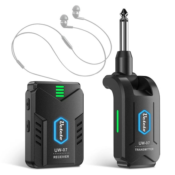 Ueteto Wireless in Ear Monitor System，2.4GHz Mono IEM System with Transmitter Beltpack Receiver, Plug and Play for Musicians， Studio, Band Rehearsal, Live Performance