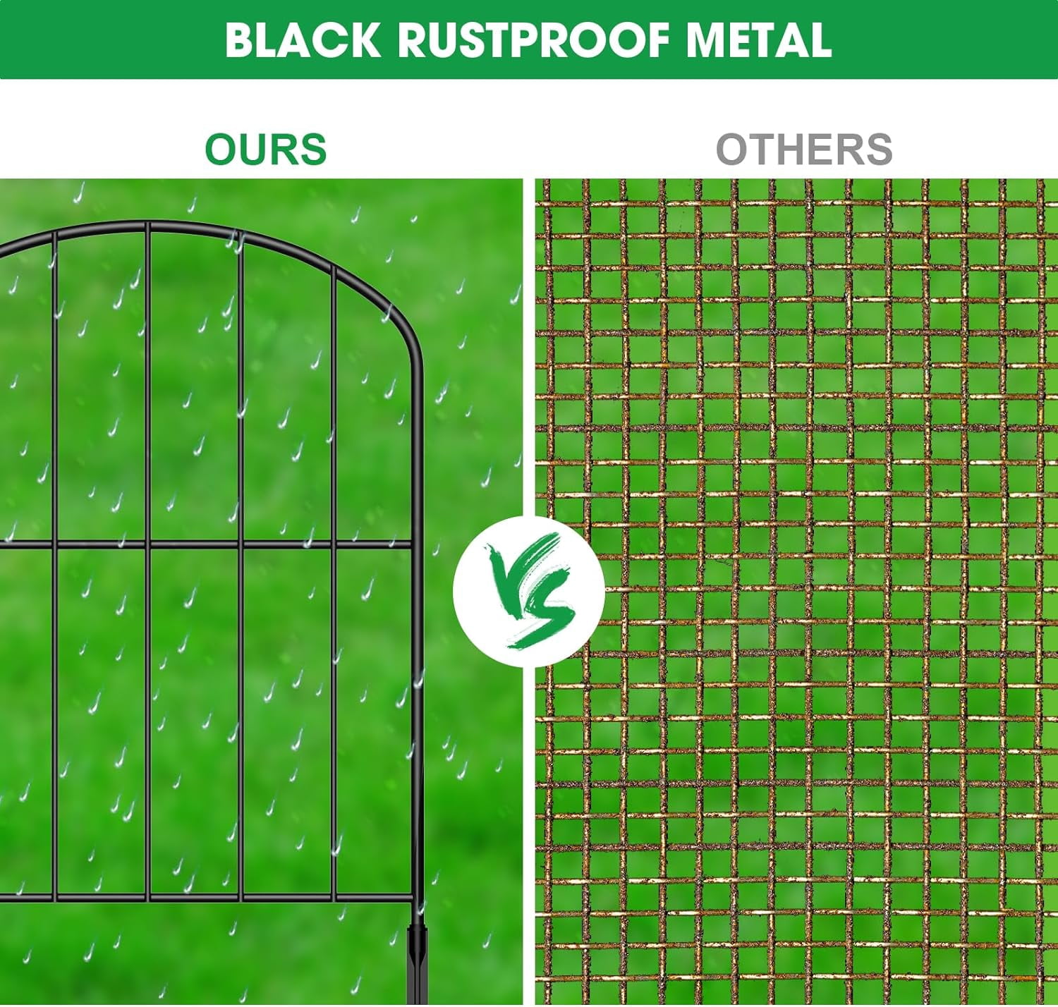 Oumilen Decorative Garden Fence 35 Panels, 37ft (L) x 22in (H) Rustproof Metal Wire, Arched