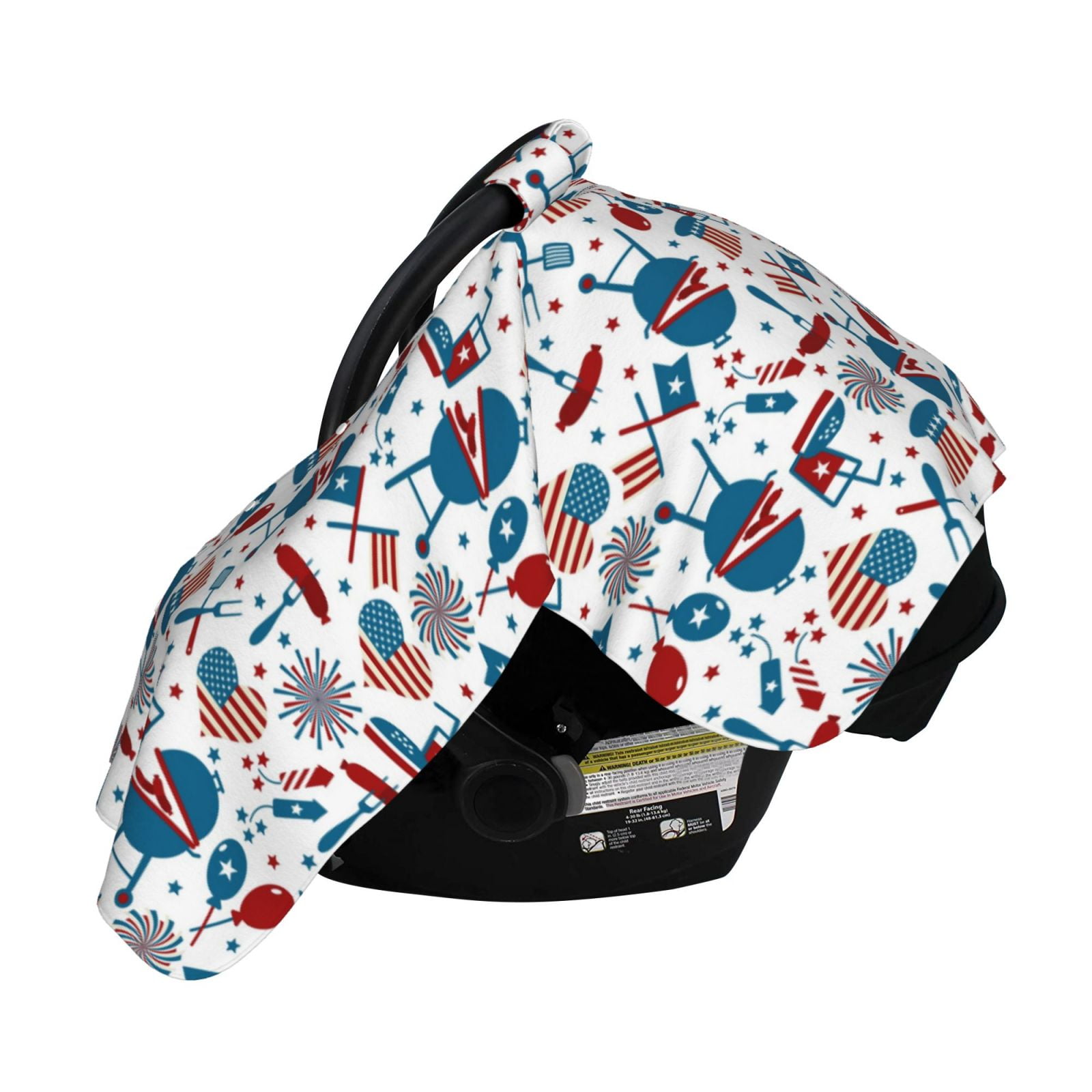 Naloa Fourth Of July Party Baby Car Seat Cover, Breathable Baby Carrier Cover, Multiuse Baby Carrier Cover & Nursing Breastfeeding Cover