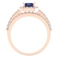 thumbnail image 4 of 2.22 ct Brilliant Emerald Cut Tanzanite 14k Rose Gold Halo Solitaire with Accents Engagement Bridal Wedding Ring Band Set size 3.5, 4 of 7
