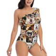 thumbnail image 3 of Sikiie Collage of different dogs Print Women One Piece Swimsuits Tummy Control One Shoulder Bathing Suits Ruffle Swimwear, From S to XXL-Small, 3 of 6