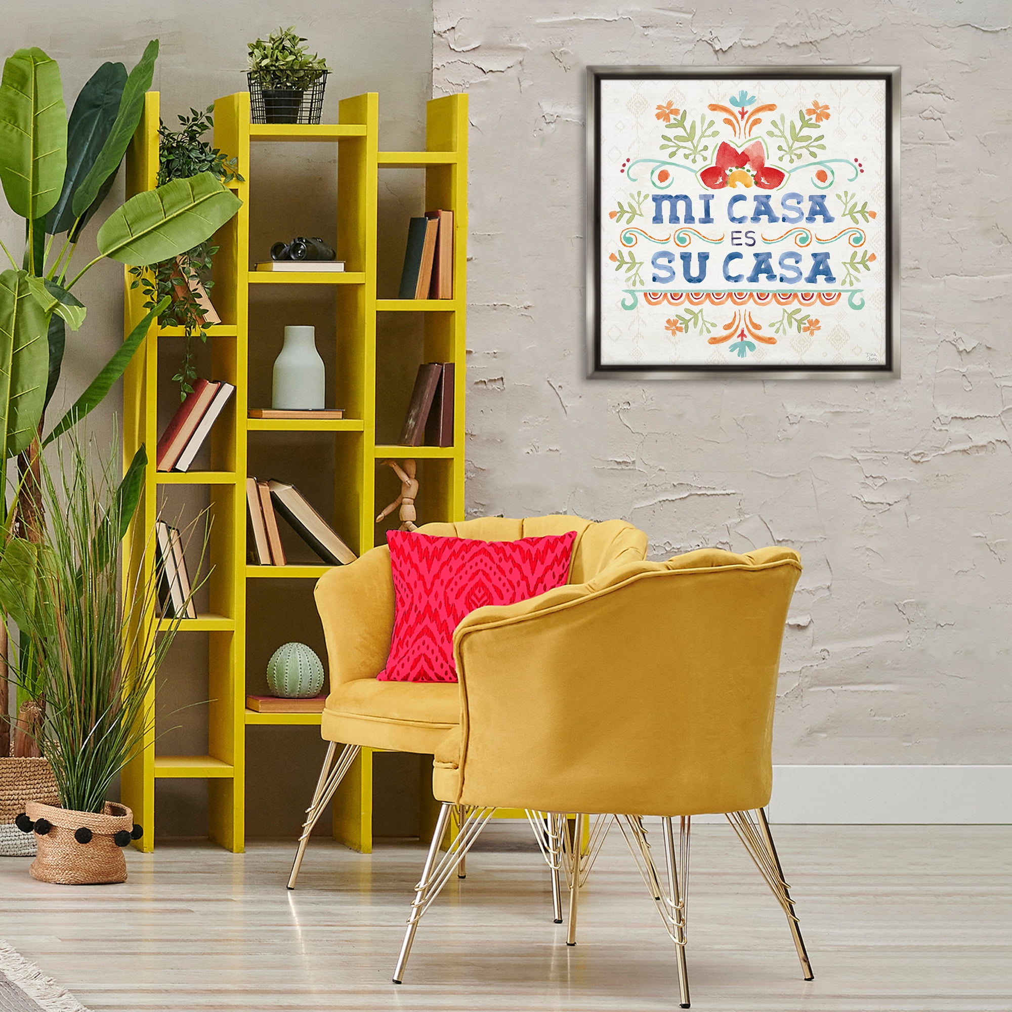 Stupell Industries Su Casa Hogar Acogedor Inspirational Quotes & Sayings Painting Gray Floater Framed Art Print Wall Art, 25 x 25