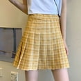 thumbnail image 2 of Mrat Tiered Skirt Fashion Women Pleated A-Line Skirt Solid High Waist Short Skirt Skater Skirt S-110 Yellow XXL, 2 of 6