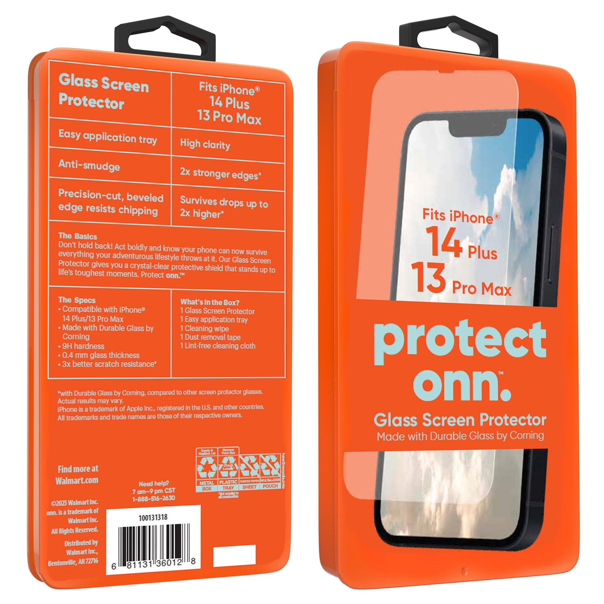 onn. Corning Glass iPhone 14 Plus Screen Protector
