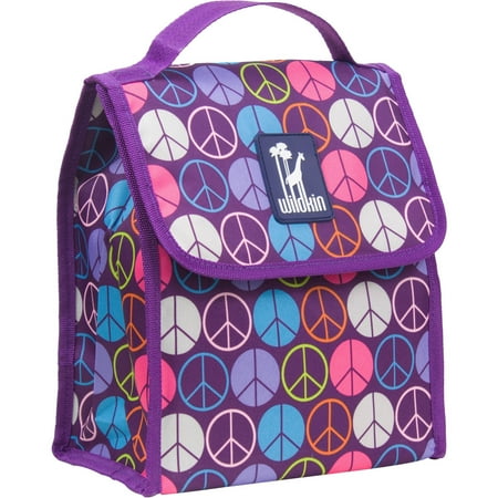 Wildkin Peace Signs Purple Lunch Bag