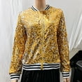 thumbnail image 5 of Women's Sequin Jacket Loose Shiny Glitter Bomber Coat Long Sleeve Zipper Sparkly Party Slitter Outfit, 5 of 6