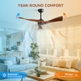 thumbnail image 5 of Sofucor 52" Wood Ceiling Fan No Light, 6 Wind Speeds, 3 Blades with Reverse Airflow, Black, 5 of 12