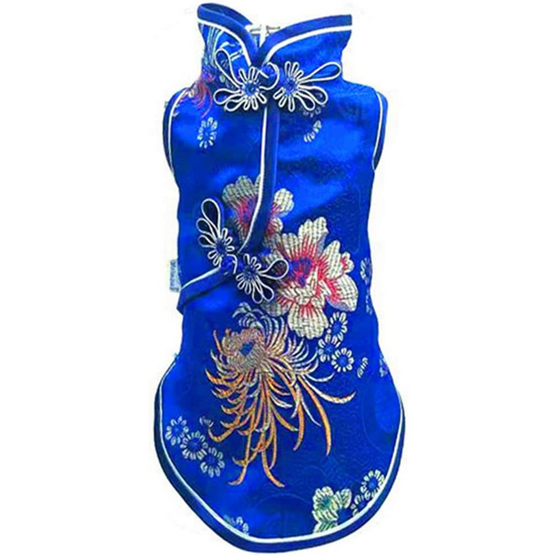 Disfraz de mascota, traje Tang, cheongsam para perro, ropa de satén, ropa de estilo chino para perros, falda para mascotas, vestido para cachorros y gatos.