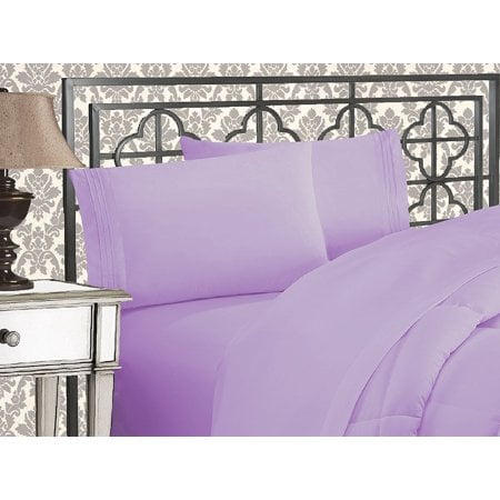 Elegant Comfort®  Silky-Soft 1800 Series  - Wrinkle-Free 3-Piece Bed Sheet Set, Deep Pocket up to 16 inch, Twin Lilac