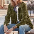 thumbnail image 2 of XPMWRP Women's Solid Color Velvet Coats Long Sleeve Lapel Casual Waist Cinched Jacket Winter Fashion Loose Clothes with Pocket Green XXL, 2 of 5
