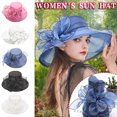 thumbnail image 3 of Apmemiss Valentines Day Gifts Clearance Women Sun Hat with Mesh Flower Decoration Wide Brim Ladies Hat Occasion Event Organza Fancy Church Dress Hat Closeouts Clearance, 3 of 3
