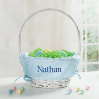 Personalized Wicker Easter Basket – Blue Liner