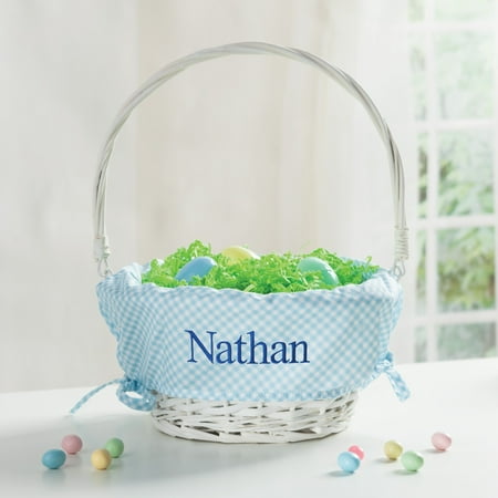 Personalized Wicker Easter Basket – Blue Liner (Best Easter Baskets For Toddlers)