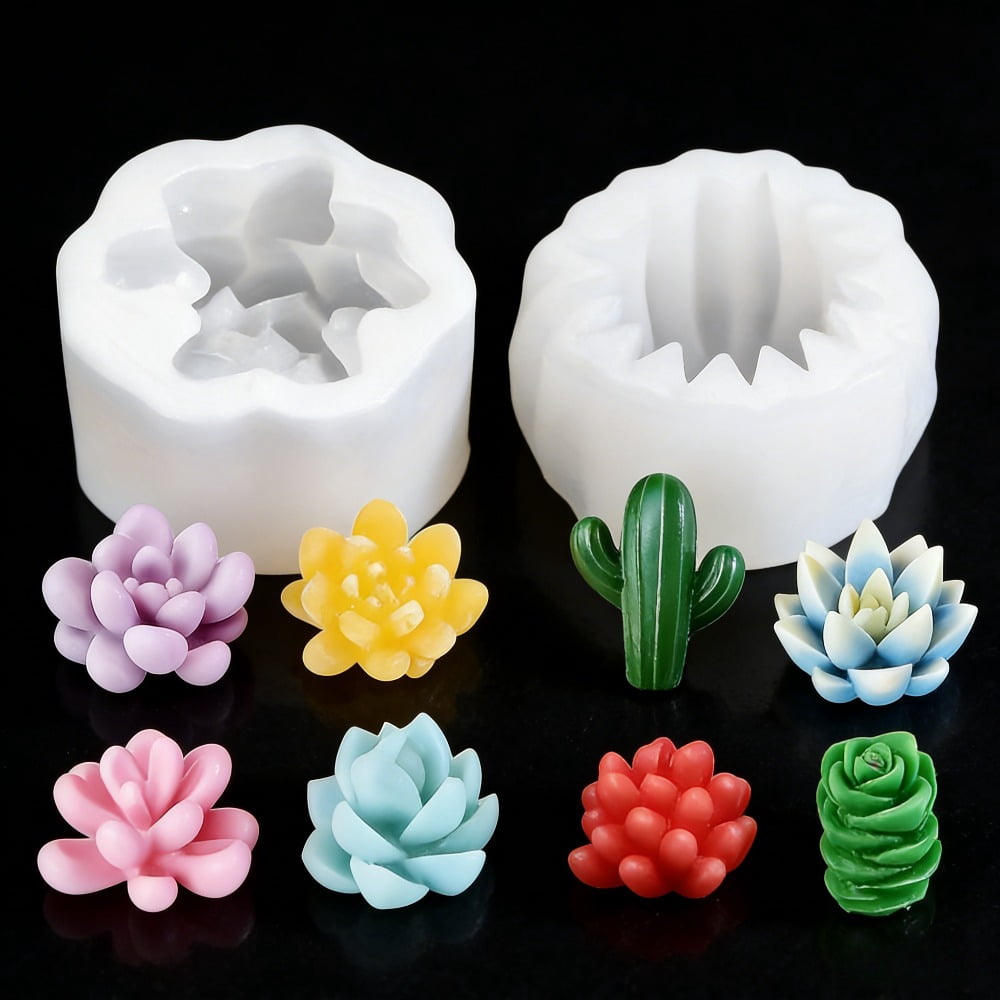 9Pcs Succulent Silicone Molds, Candle Molds, 3D Resin Molds, Succulent Cactus Candle Molds Silicone, for Candle Soap Making, Wax, Resin Casting, DIY Molds