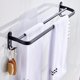 thumbnail image 3 of 60 cm Wall Mount Black Towel Rack Aluminum Double Rod Towel Bar with Hook for Home Hotel Bathroom Sh, 3 of 5