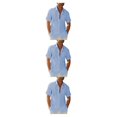 thumbnail image 2 of Camisa de hombre Sonducket Casual manga corta reemplazo botón abajo Color sólido moda citas Azul claro M Type1 NO1, 2 of 6
