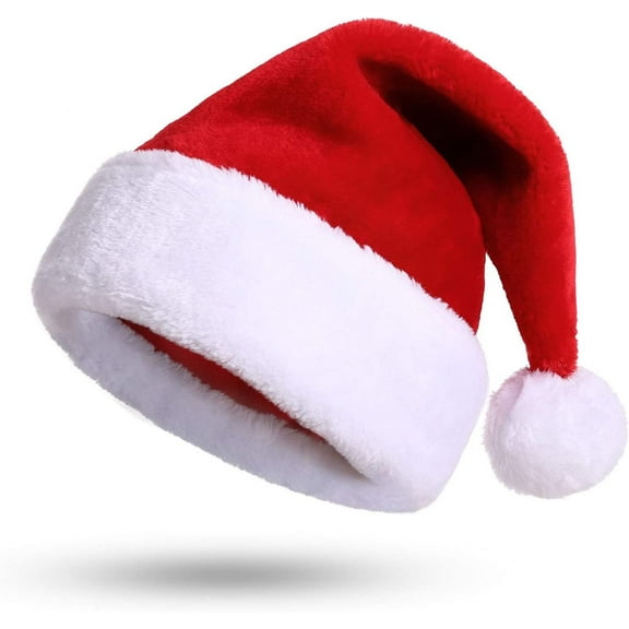 Santa Hat Xmas Hat Father Christmas Hat Adults Deluxe Plush New Year