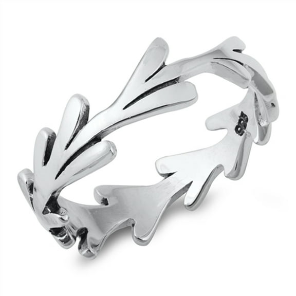 Wreath Crown Modern Ring .925 Solid Sterling Silver Band Jewelry Female Male Unisex Size 6