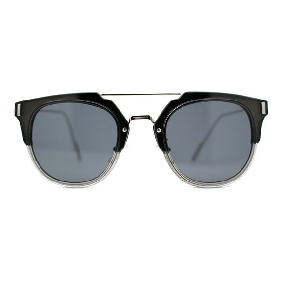 Unique Hipster Rimless Half Rim Look Double Bridge Retro Sunglasses Silver Slate