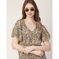 thumbnail image 4 of Moomaya Womens Printed Butterfly Sleeve Top, Button Down Summer Casual Top, 4 of 8
