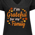 thumbnail image 4 of Inktastic I'm Grateful for My Family in Orange with Fall Leaves Women's Plus Size V-Neck T-Shirt, 4 of 5