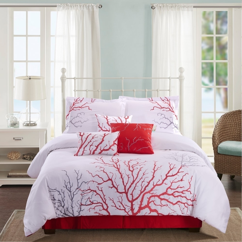 Panama Jack White Coral Embroidered 7 Piece Comforter Set Walmart Com