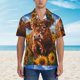 thumbnail image 2 of Balery Cloud Sky Sunflower Cow Camisas hawaianas de manga corta para hombre, camisas playeras de corte holgado, camisas de vacaciones con botones,Medium, 2 of 7