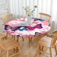 thumbnail image 3 of Pink Butterfly Flower Pattern Round Fitted Tablecloth with Elastic Edge,Dining Table Cover Waterproof,Outdoor Round Tablecloth for Camping,Dining,Indoor and Outdoor, 3 of 7