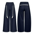 thumbnail image 3 of VNKIDY Women's Casual Pants Solid Color Wide Leg Sweatpants High Waisted Casual Trousers With Thick Rope Drawstrings For Comfortable Streetwear Style Versatile Pants, 3 of 4