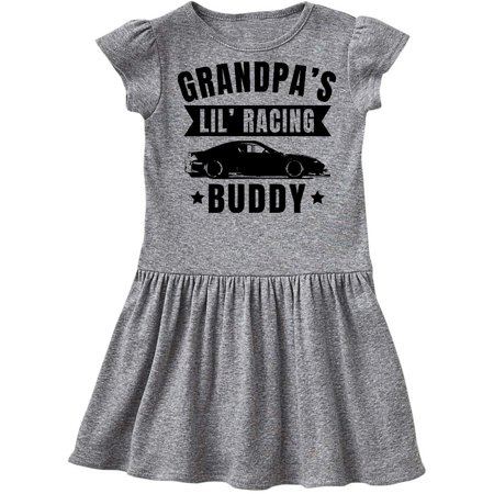 

Inktastic Grandpas Lil Racing Buddy Gift Toddler Girl Dress