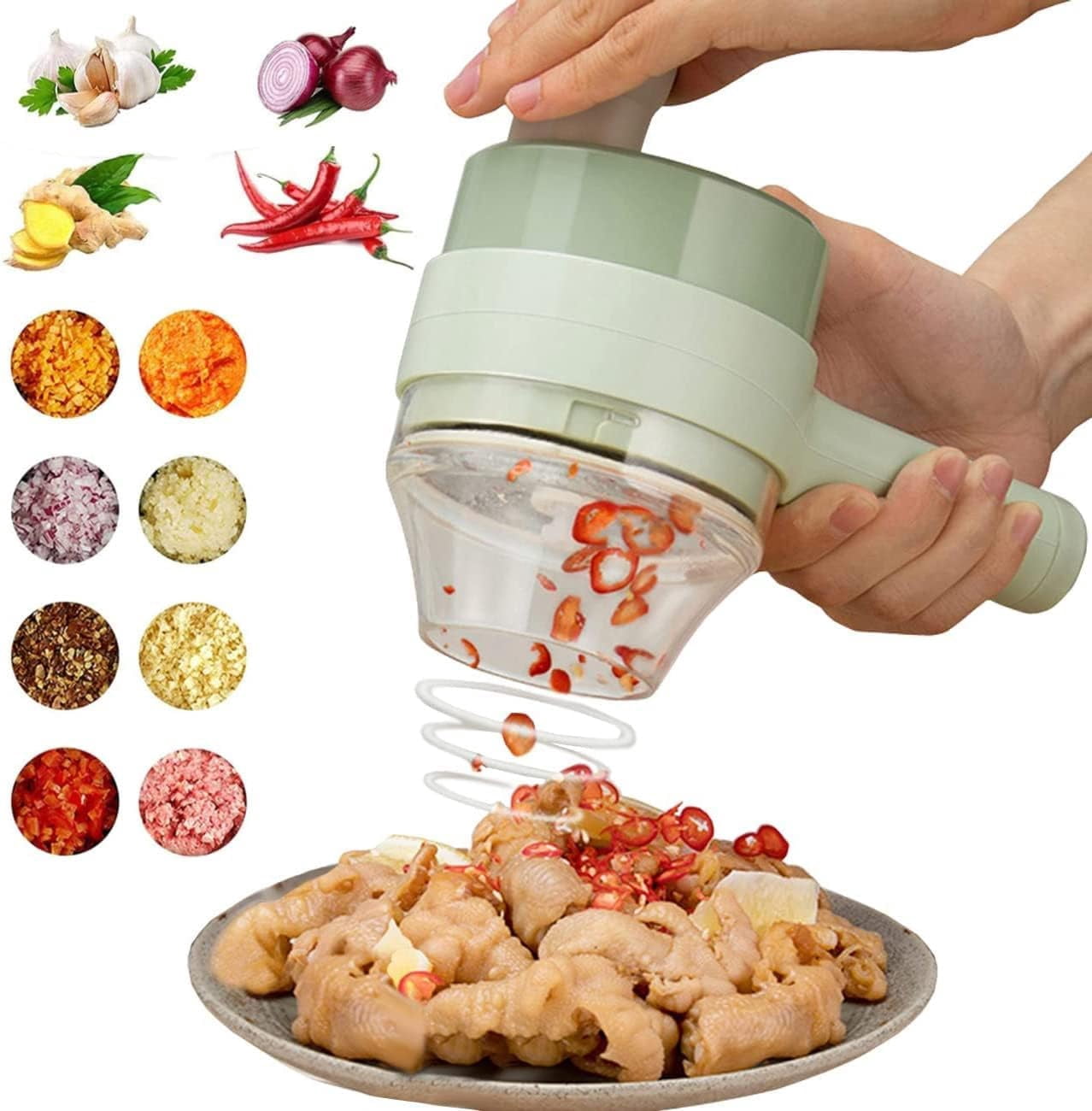 LINLIN Electric Vegetable Cutter Set, 200ml Food Processor Hand Held Multifunctional Chopper Dicer Slicer, 1500mHA Wireless Food Processor Onion Chopper Vegetable Garlic Slicer