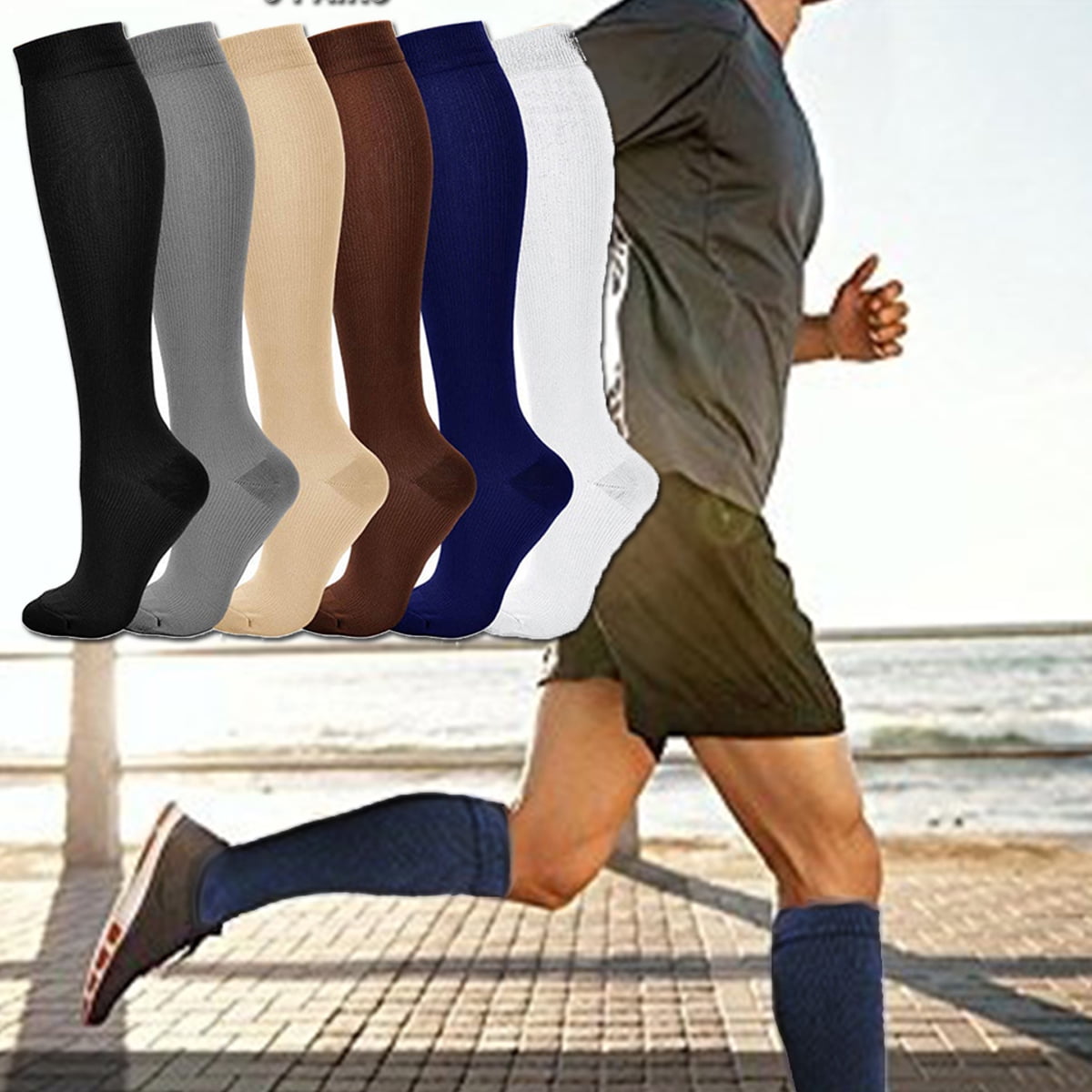 Travelwant 6 Pairs Compression Socks for Women Men Knee High Running