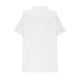 thumbnail image 4 of Fesfesfes Women's Fashion Blouses Hooded Front Placket Foldable Short Sleeve Loose T-shirt with Buttons Summer Linen Breathable Tops(White,2XL), 4 of 5