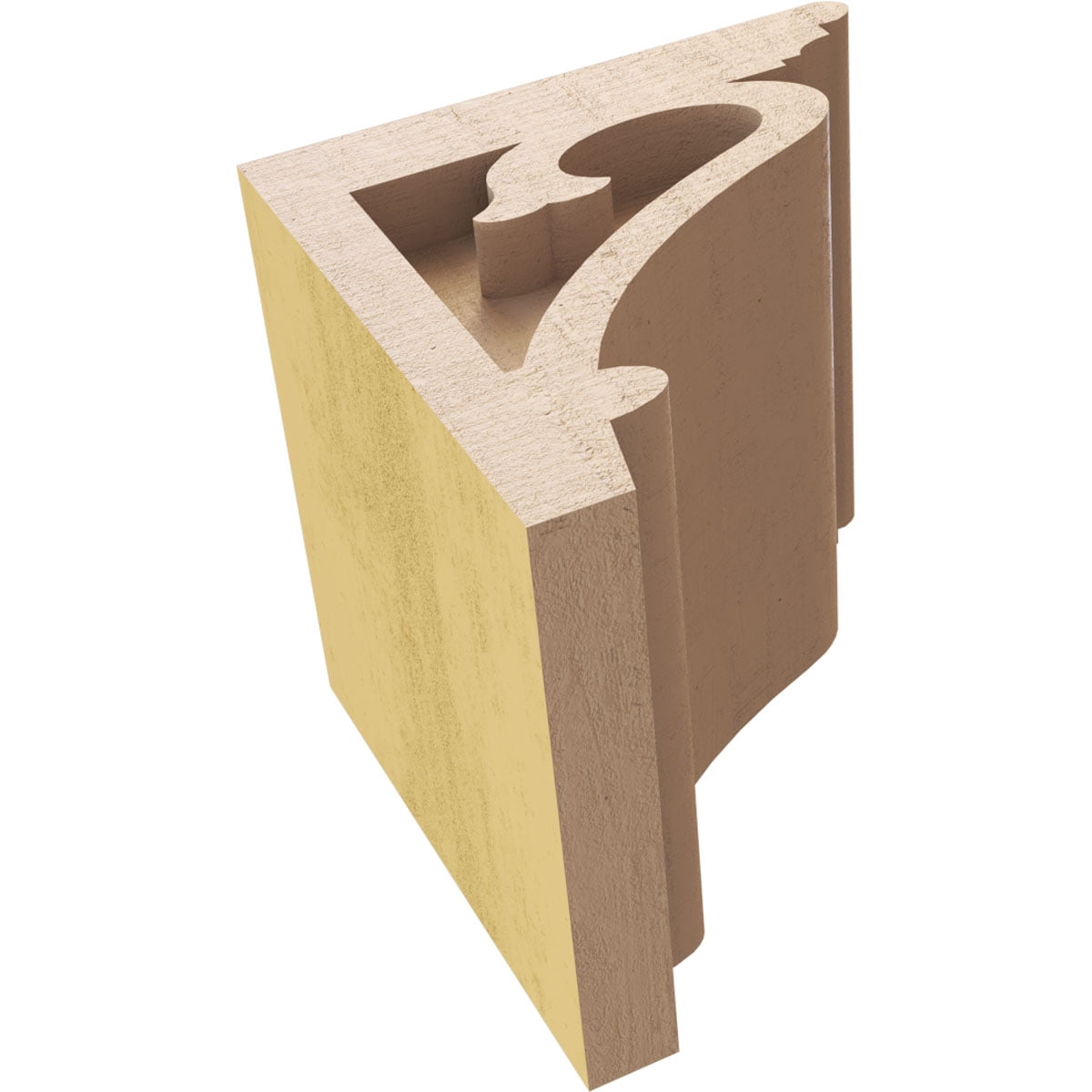 4"W x 4"D x 4"H Wide Mayflower Rough Cedar Woodgrain TimberThane Corbel, Primed Tan