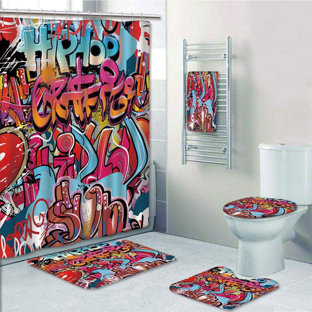 Raised On Hip Hop Shower Curtain Graffiti Art Style LT05