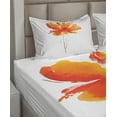 thumbnail image 6 of Ambesonne Nature Fitted & Top Sheet Set with Shams, Romantic Poppy, White Orange, 6 of 8