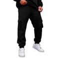 thumbnail image 2 of IAJDKMEK Men's Classic Cargo Sweatpants Joggers - Drawstring Elastic Waist Tapered Cuffed Four Pockets Fleece Lined Solid Color Pants for Men,Black L, 2 of 9