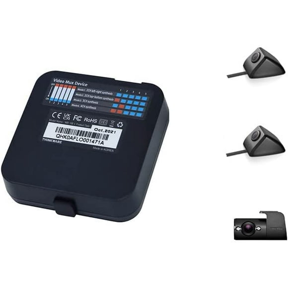 Thinkware Multiplexer Bundle with 2 Side Cameras and 1 Interior IR Infrared Camera for Up to 5 Channel Recording