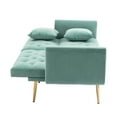 thumbnail image 5 of 65.35" Split Back Futon Sofa Bed, Velvet Convertible Loveseat Sleeper Sofa with 5 Metal Legs, Button Tufted Loveseat Couches for Living Room, Bedroom, Mint Green, 5 of 9