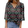 thumbnail image 1 of Gibobby Camisetas Mujer Baratas Manga Corta Camiseta mujer con cuello en V, manga corta, manga siete cuartos, estampado casual(Negro,M), 1 of 4